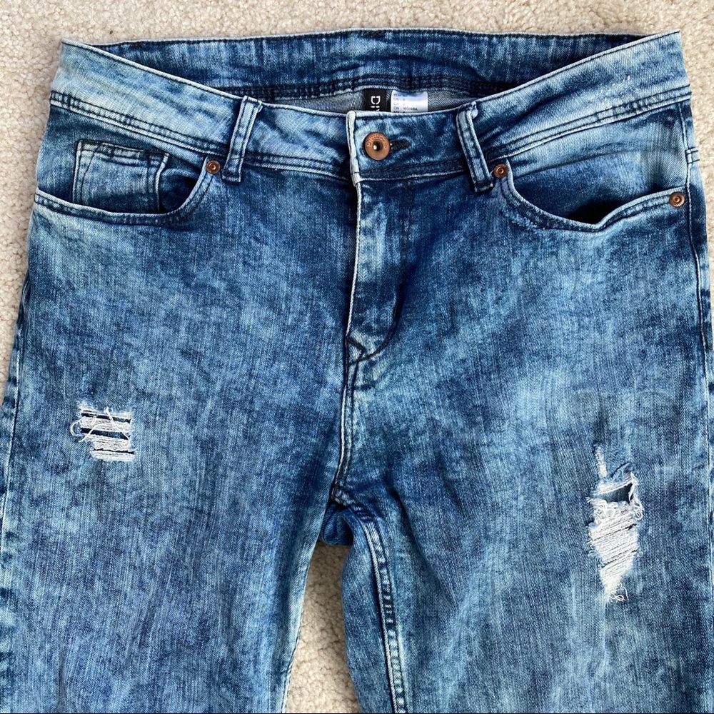 DIVIDED DISTRESSED HIGH WAIST STRAIGHT LEG SKINNY JEANS